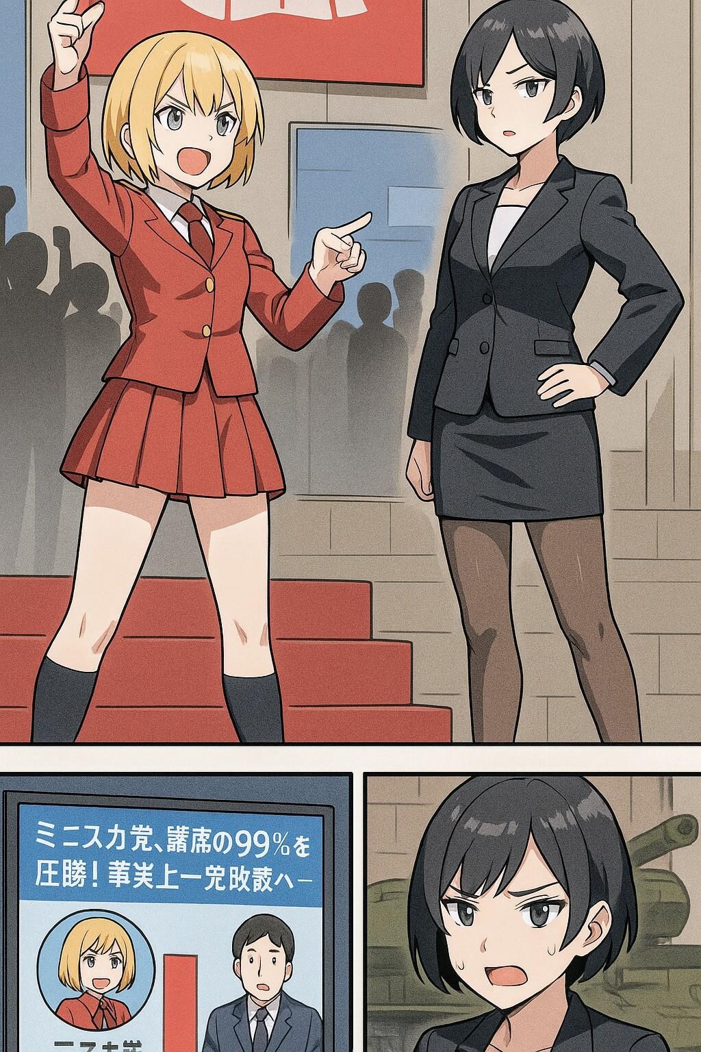 号外❗ミニスカ党圧勝❗