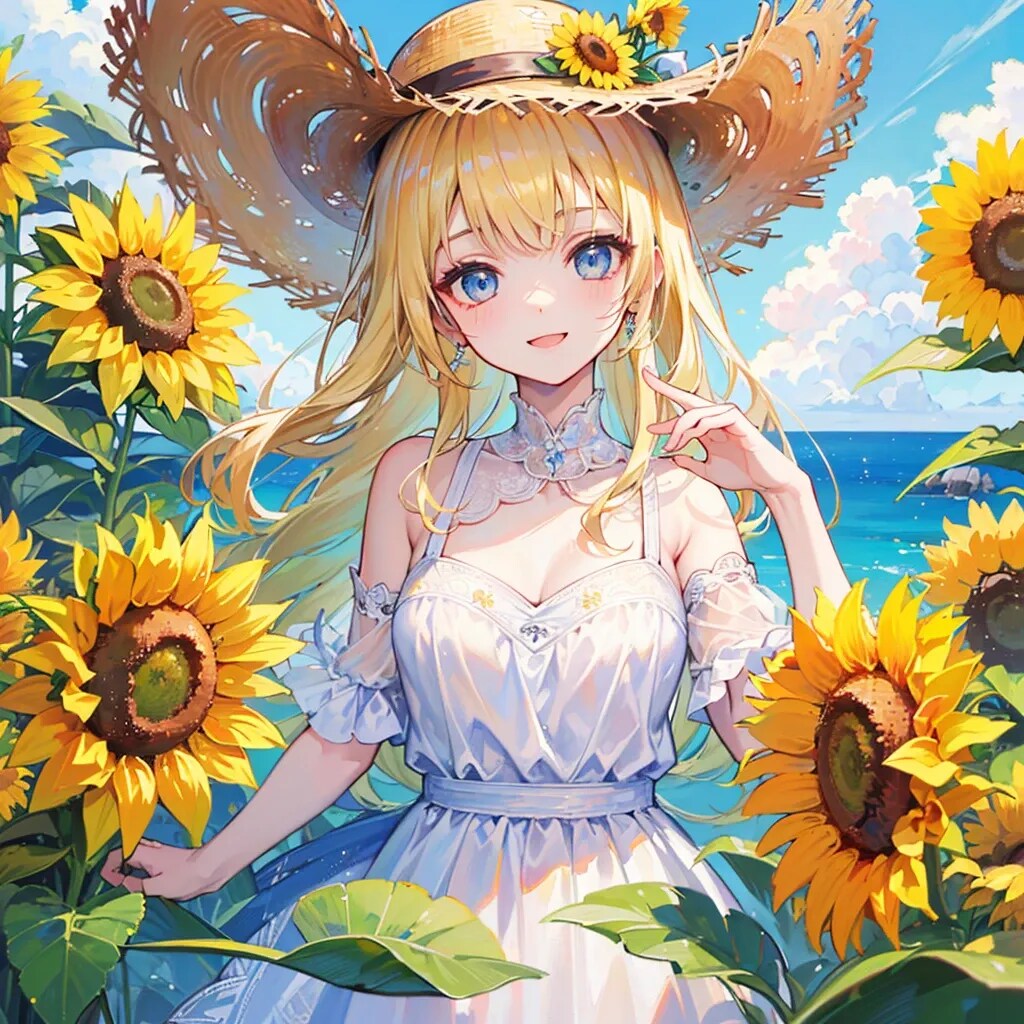向日葵とワンピース