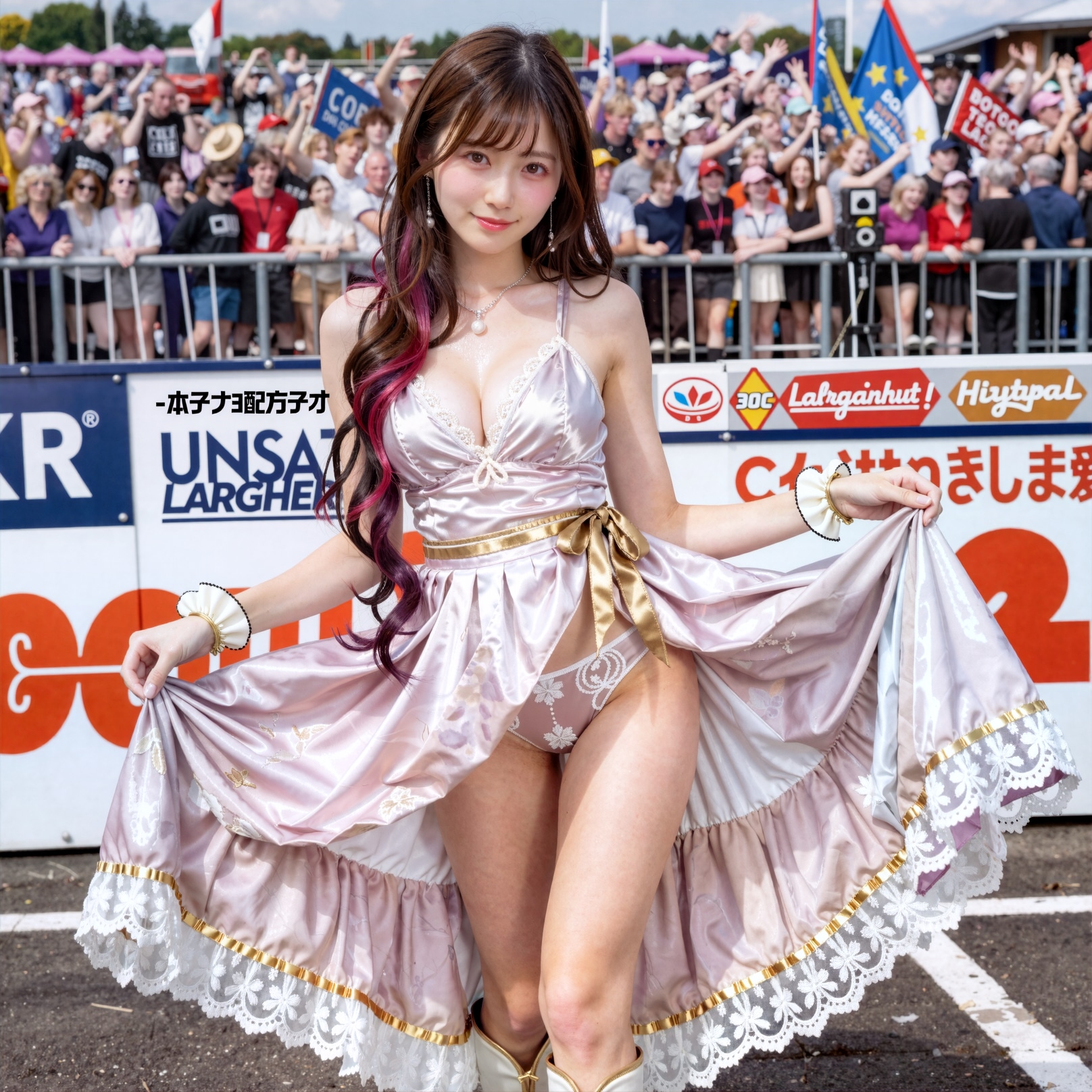 大歓声の中のたくし上げ