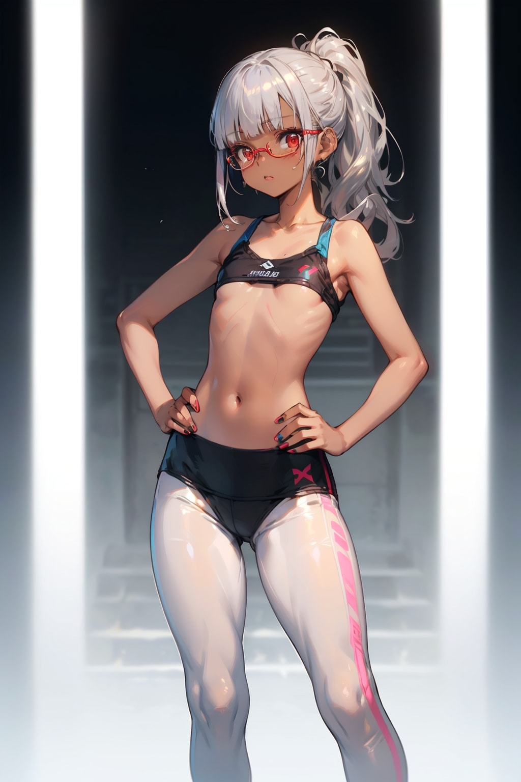スポーツウェアの眼鏡っ娘