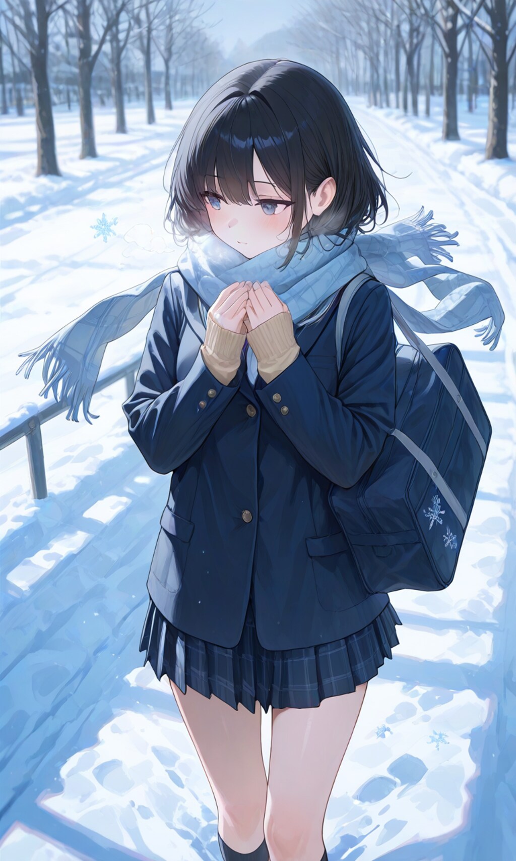 雪の中を