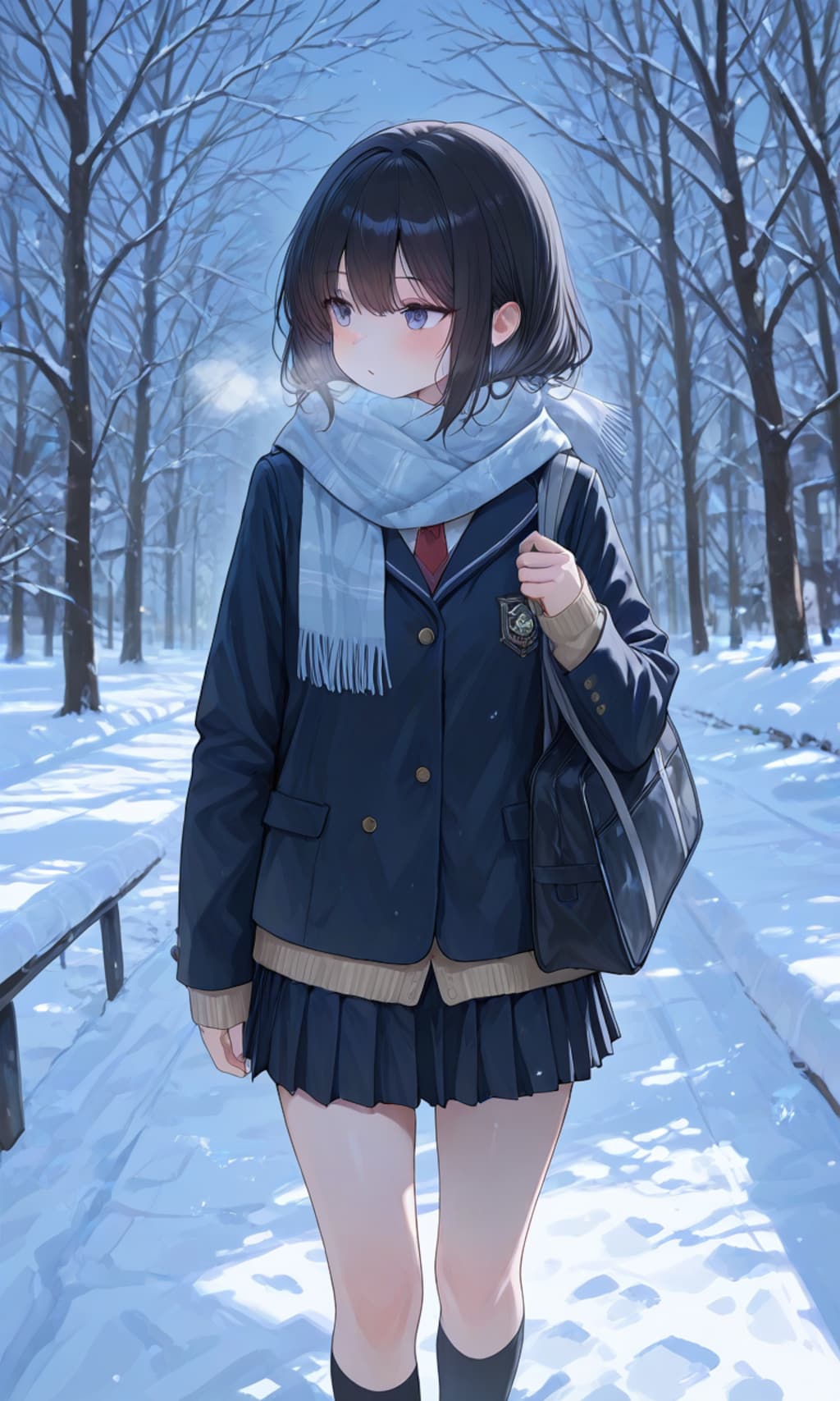 雪の中を