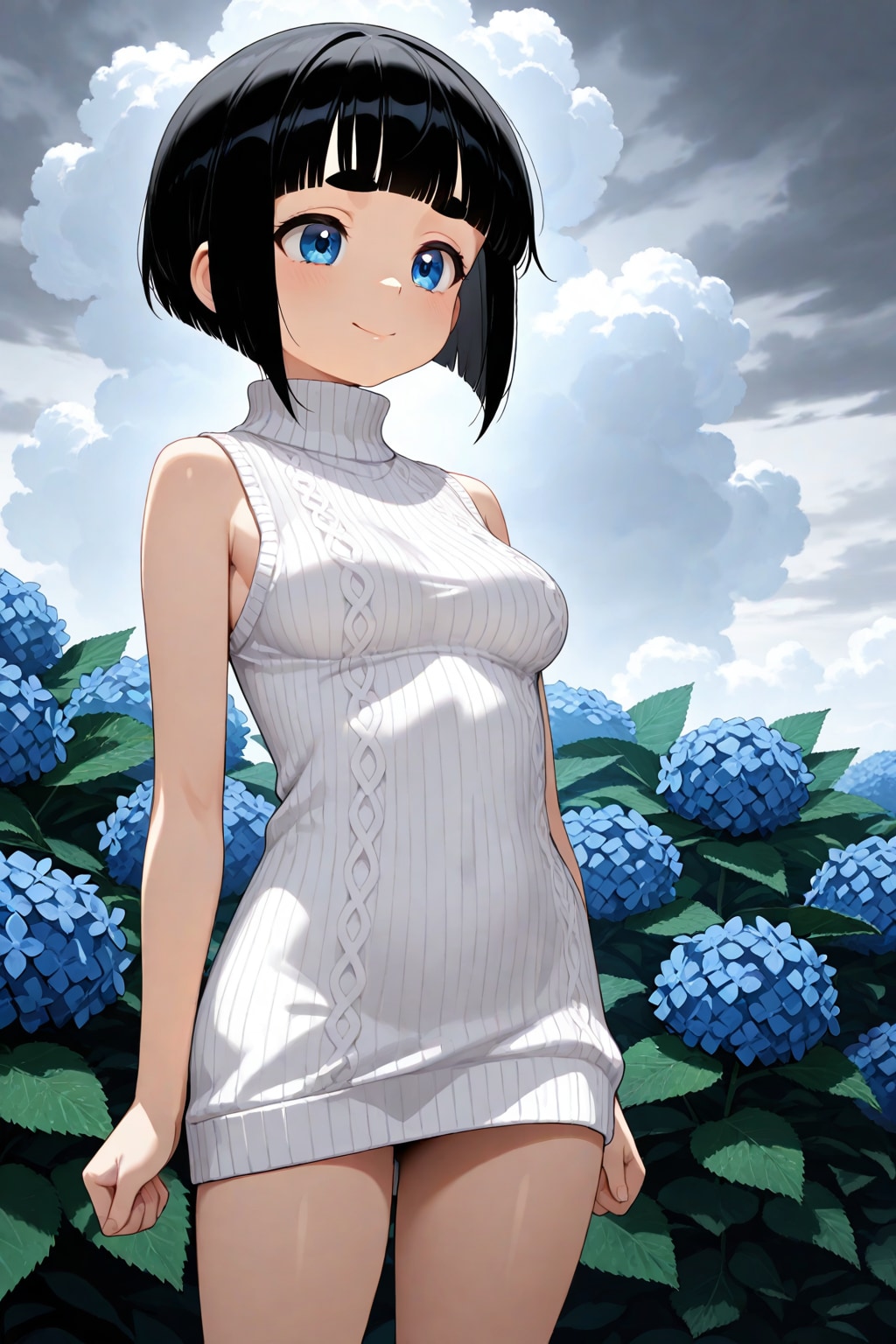 紫陽花と美少女