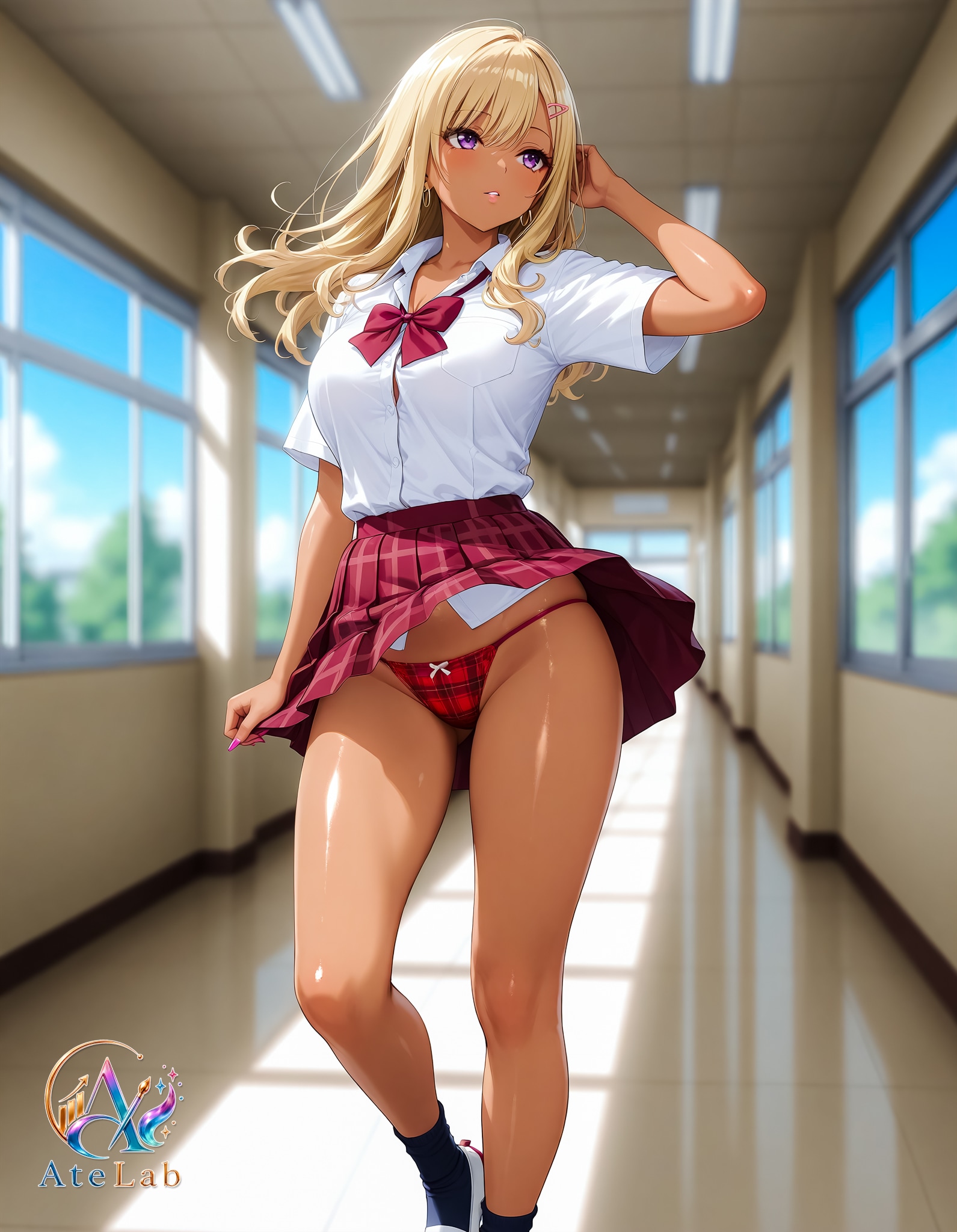 黒ギャルパンチラ