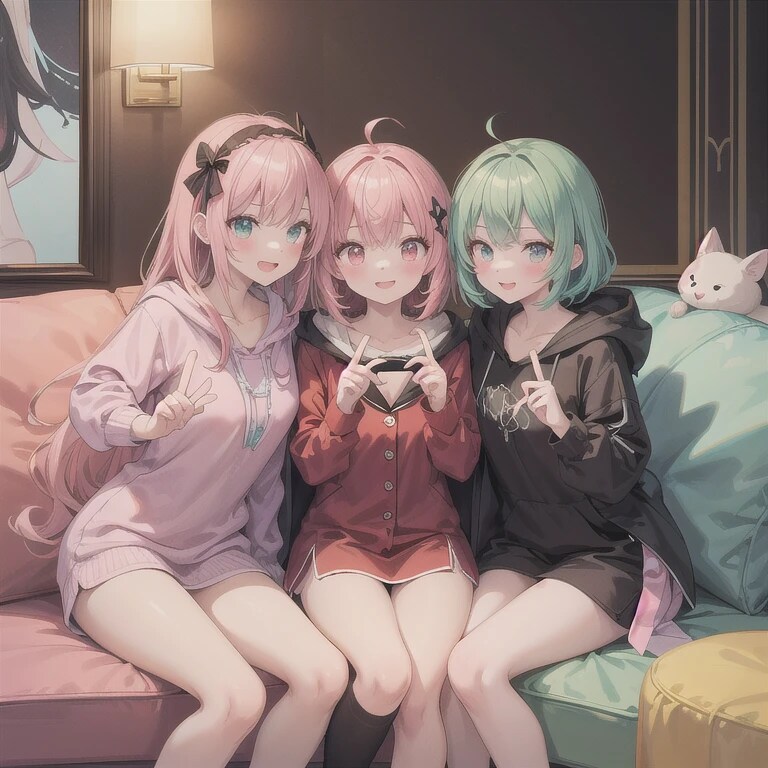 シェアハウスで女子会 | の人気AIイラスト・グラビア