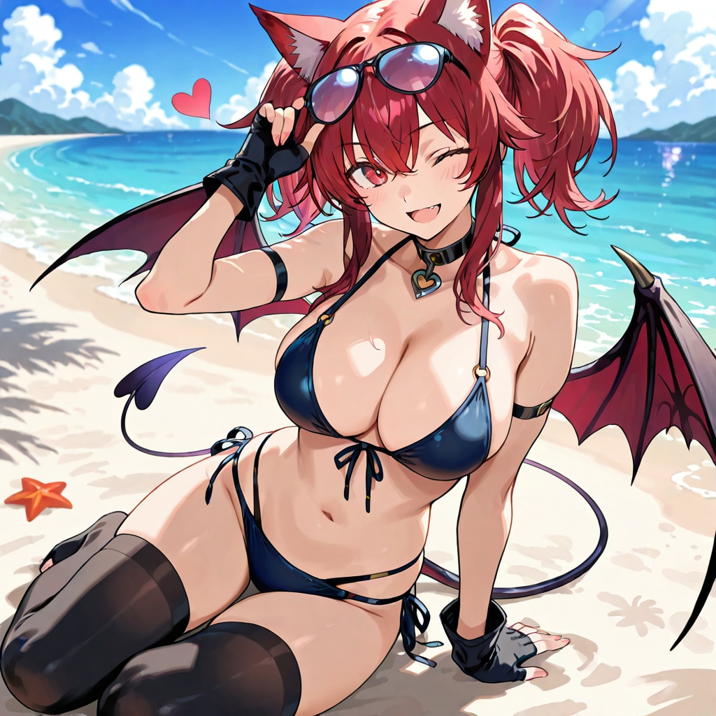 猫耳悪魔娘ちゃん海へ行く(再)
