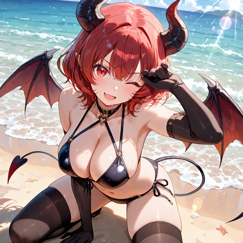 猫耳悪魔娘ちゃん海へ行く(再)
