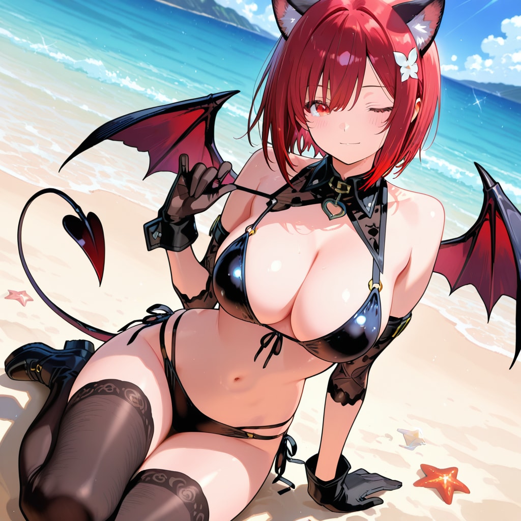 猫耳悪魔娘ちゃん海へ行く(再)