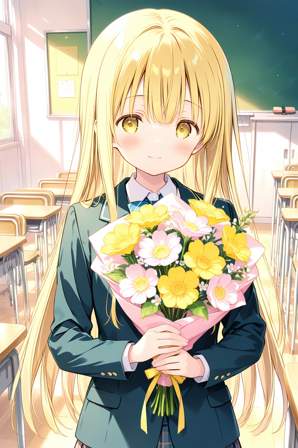 花束を贈る女の子