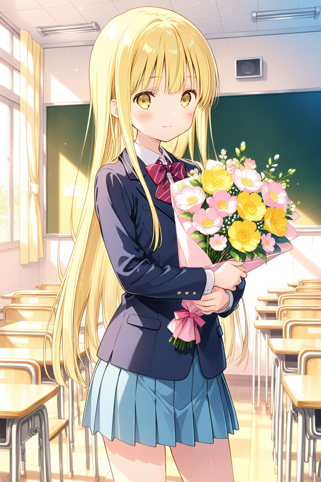 花束を贈る女の子