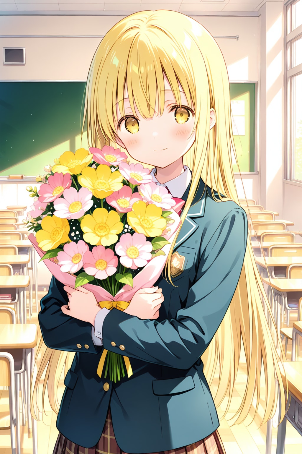 花束を贈る女の子