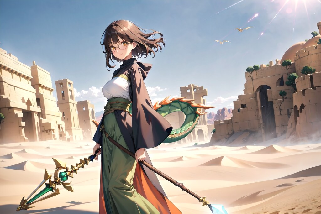 砂漠を旅する少女