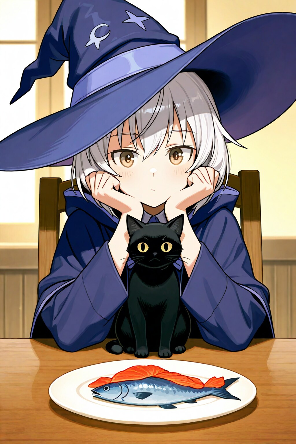 魔女と黒猫と魚料理