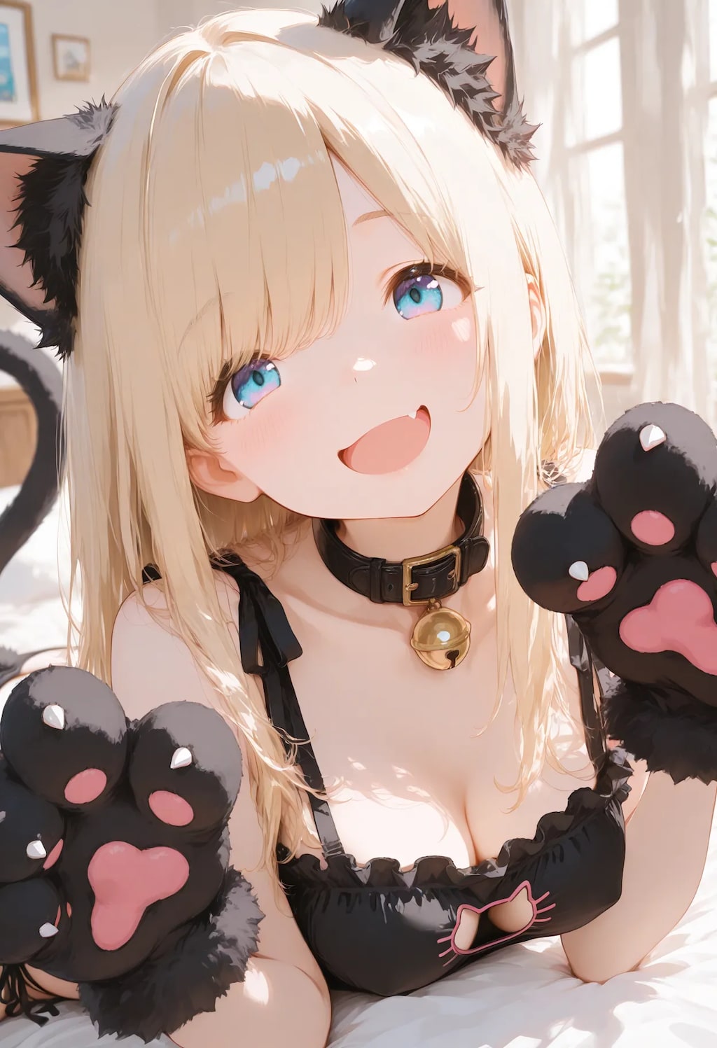 ブロンド猫娘ちゃんの猫下着
