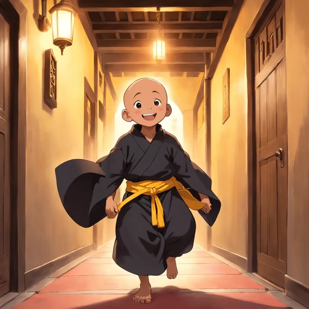 廊下を走る坊主