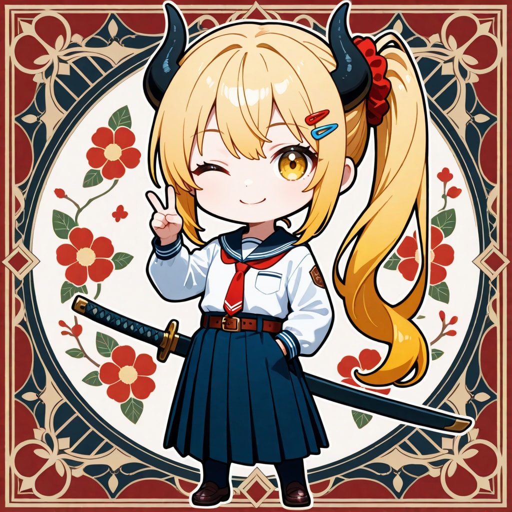 ピースするいつもの女鬼高生さん