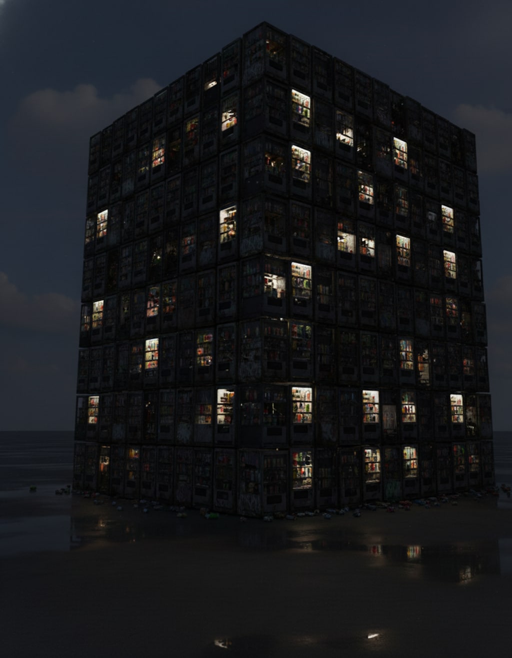 廃棄された自動販売機