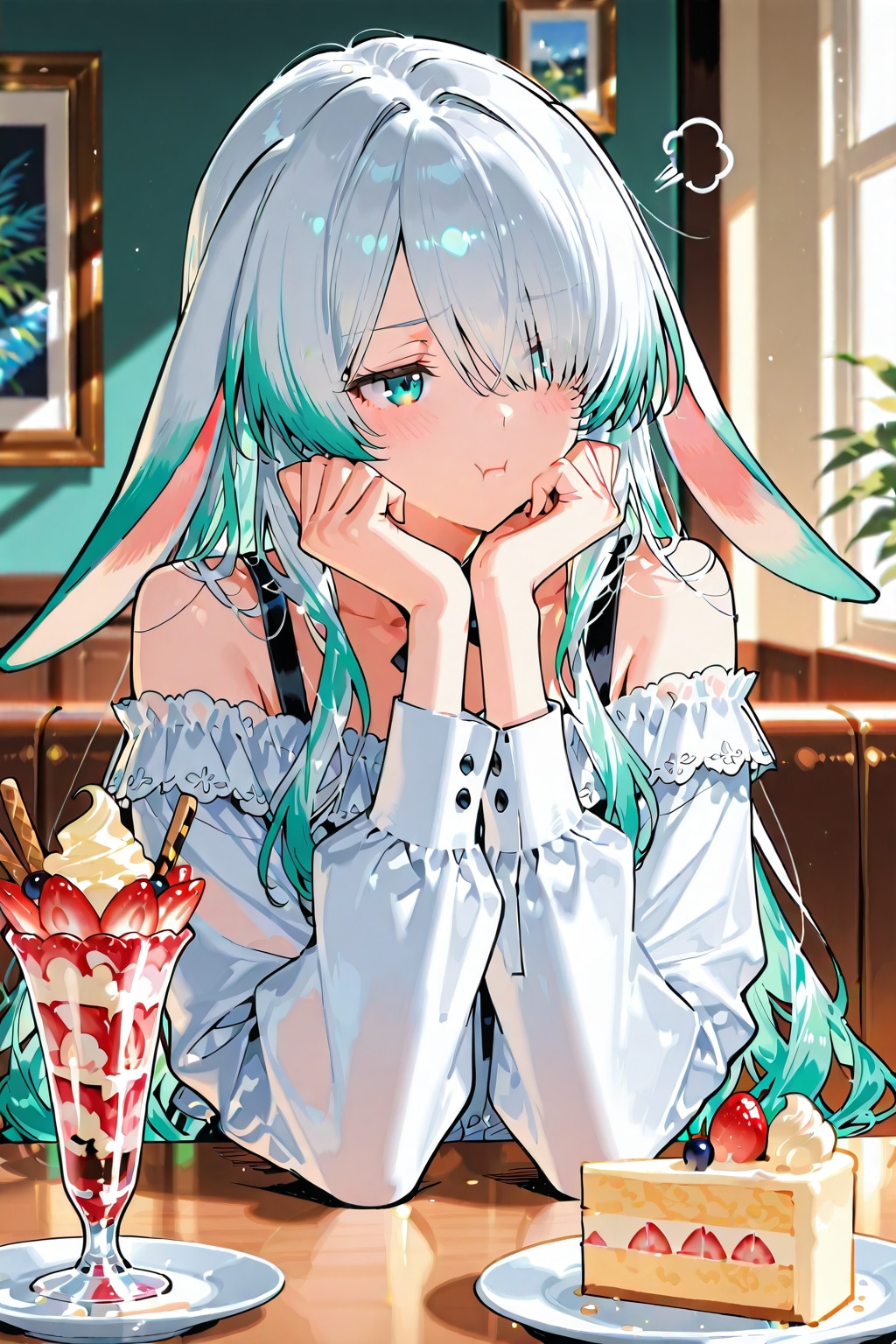 パフェもケーキも届いたよ…食べよ？ね？(フイッ)_20260227 | の人気AIイラスト・グラビア