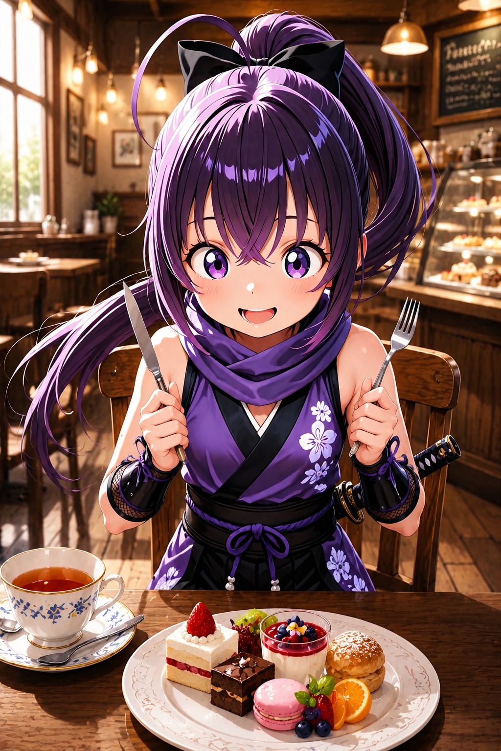 スイーツ食べ放題のクノイチ | の人気AIイラスト・グラビア