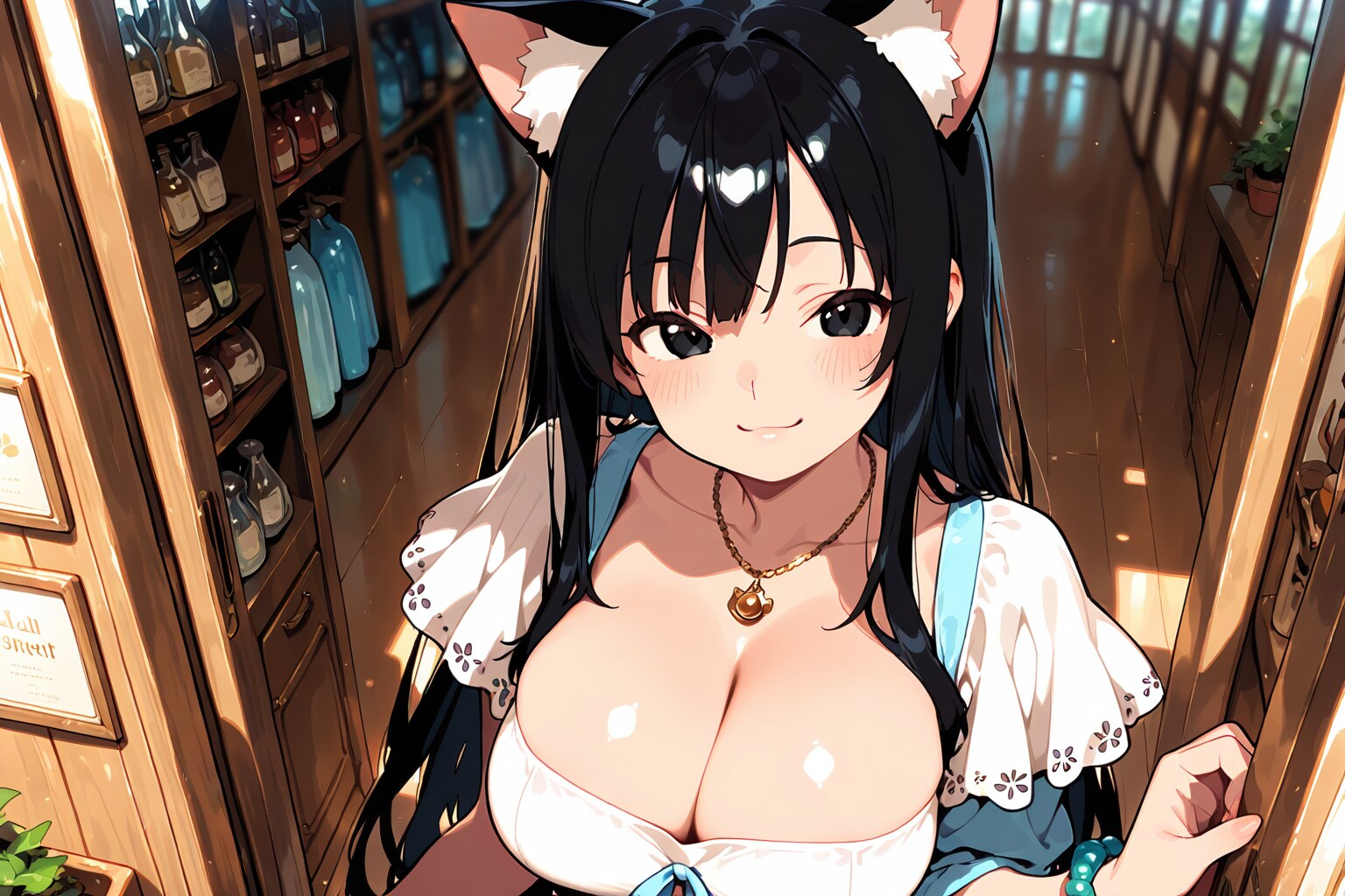 黒眼黒髪（肉球？ネックレス装備）