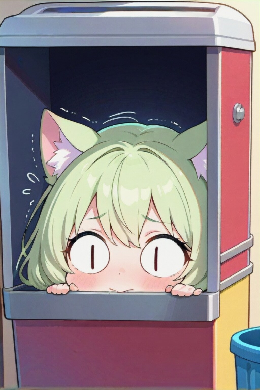 隠れる緑髪ちゃん