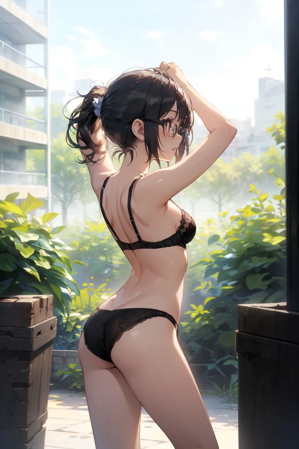 下着の眼鏡っ娘