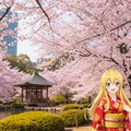 アニメの世界から桜を見に現実世界の観光地にやってきた女の子達♪ 8枚目
