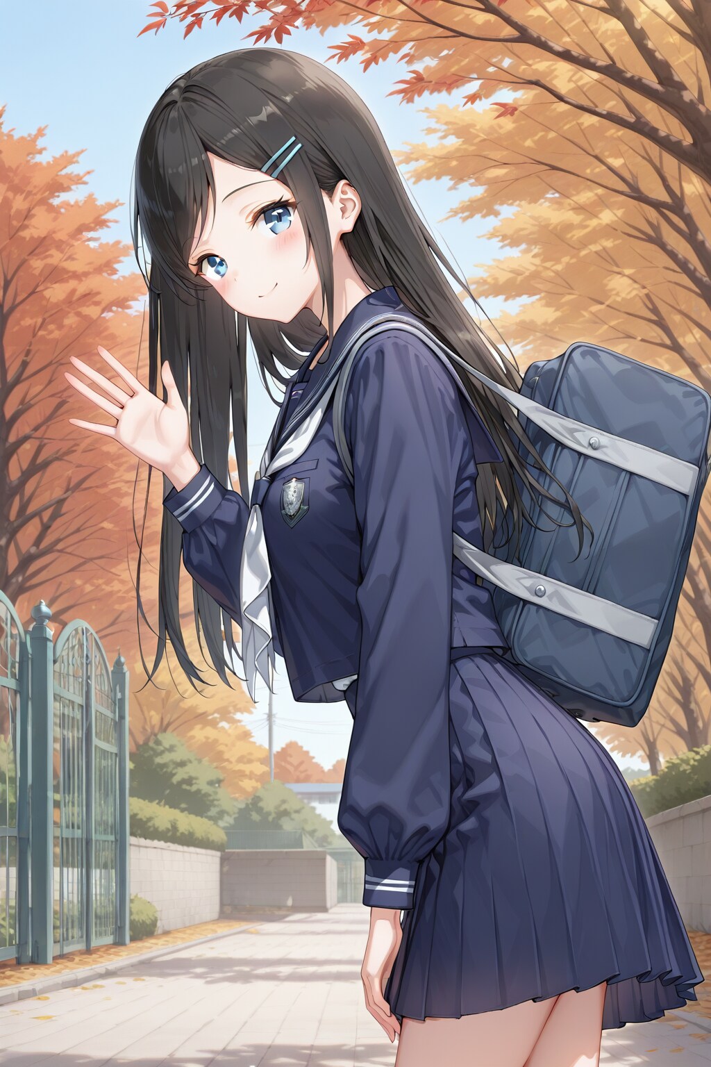 学校前で挨拶する三女ちゃん⛄✨