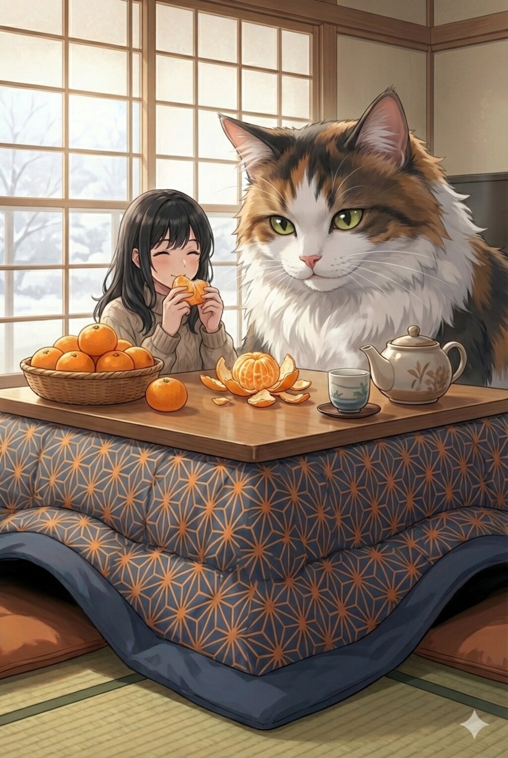 こたつにみかん with 三毛殿