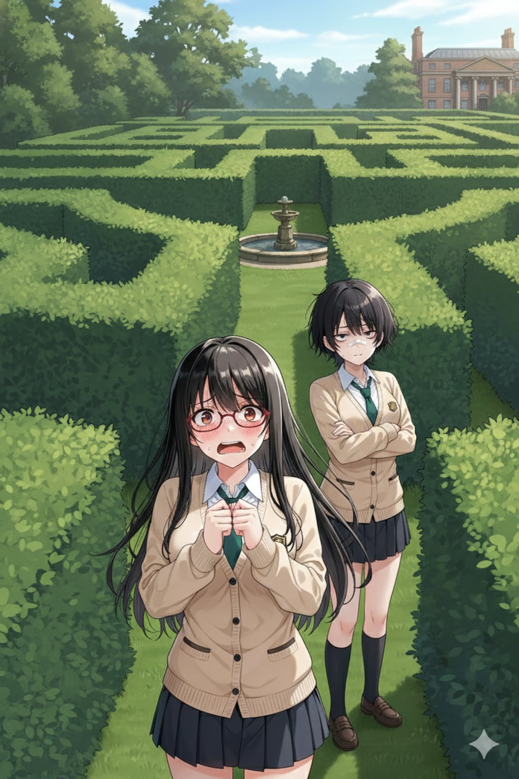 迷う赤メガネと絆創膏