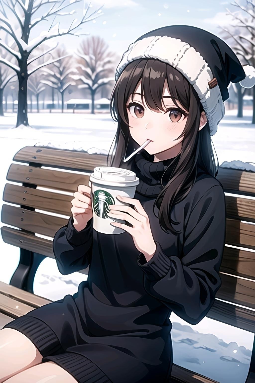 寒空の下でコーヒータイム