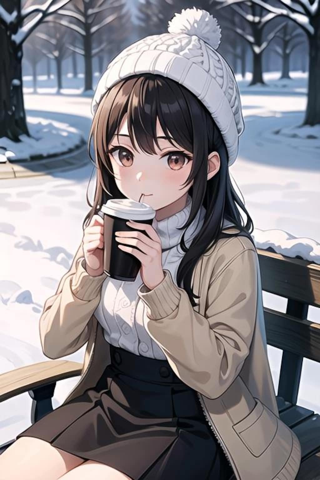 寒空の下でコーヒータイム