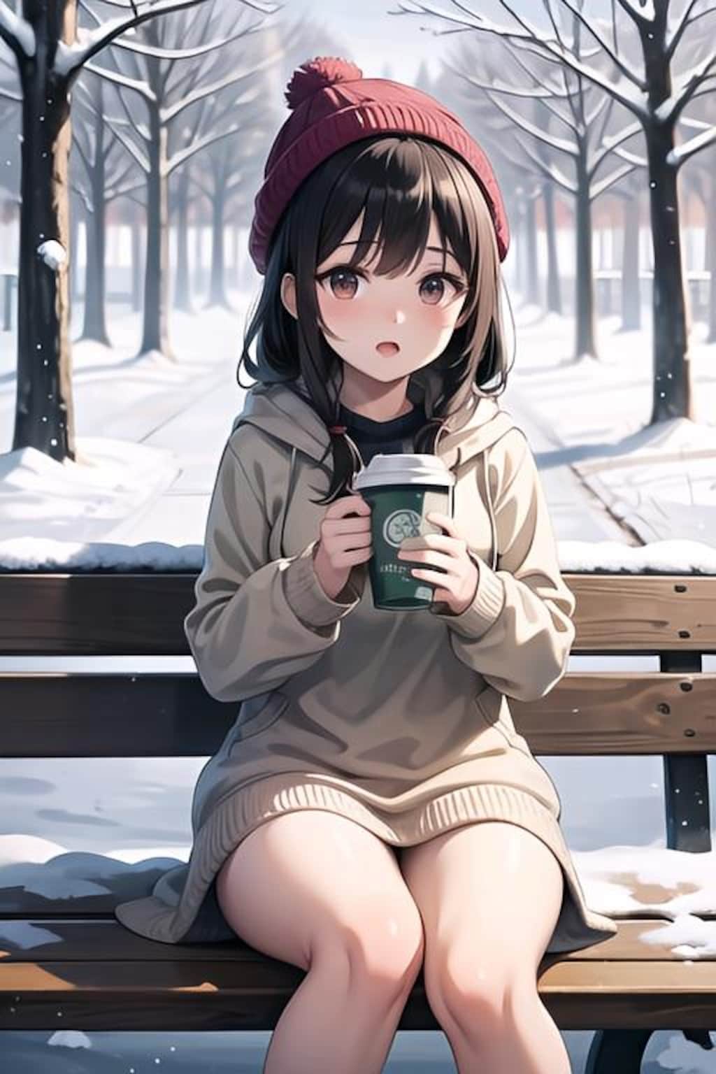寒空の下でコーヒータイム
