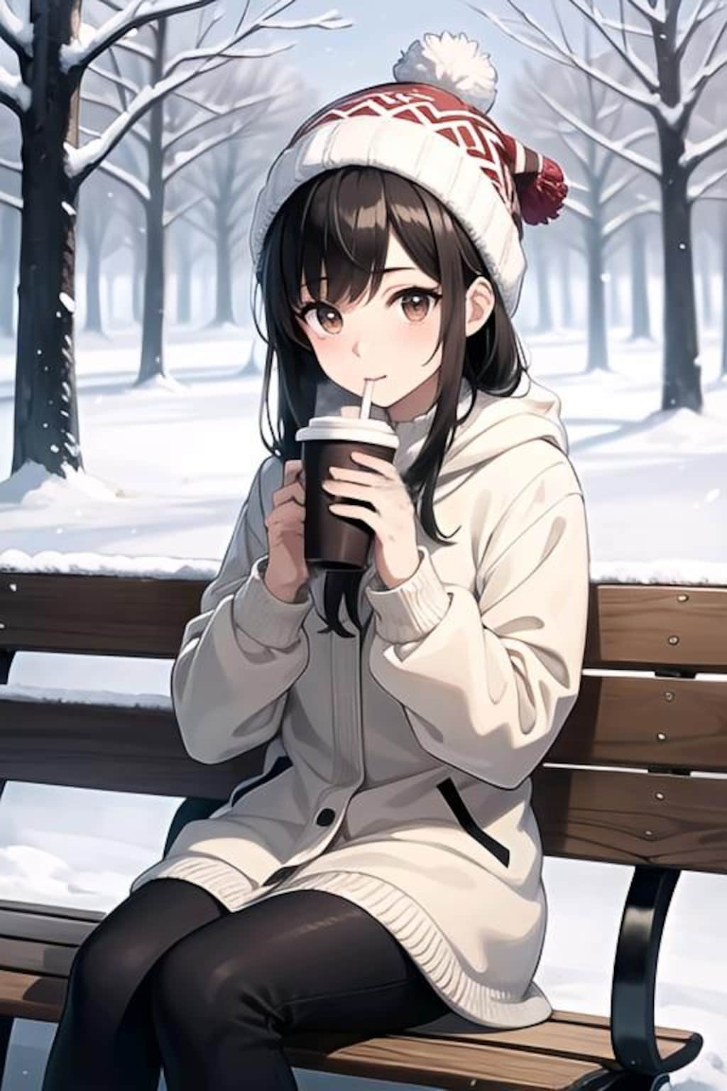 寒空の下でコーヒータイム