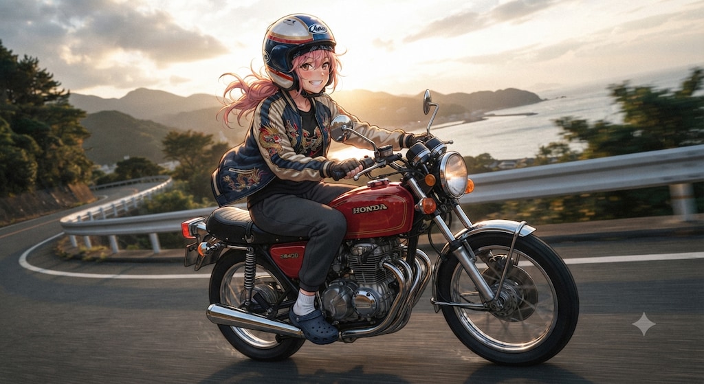 さっそうとツーリングする香山莉華ちゃん