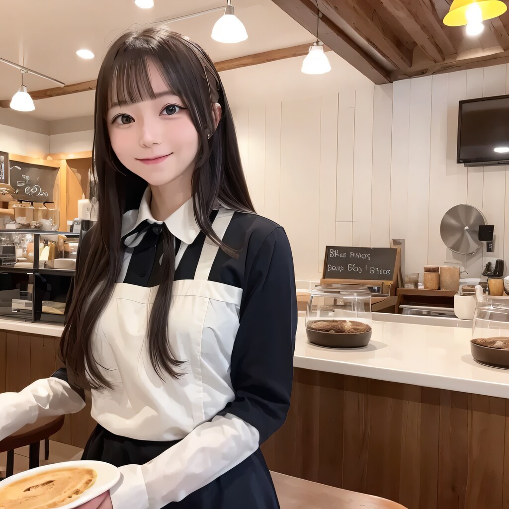 黒髪ロングでカフェの美女５３