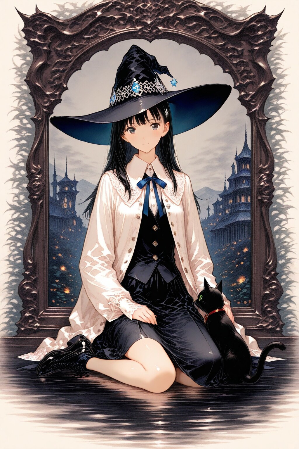 魔女と猫 | の人気AIイラスト・グラビア