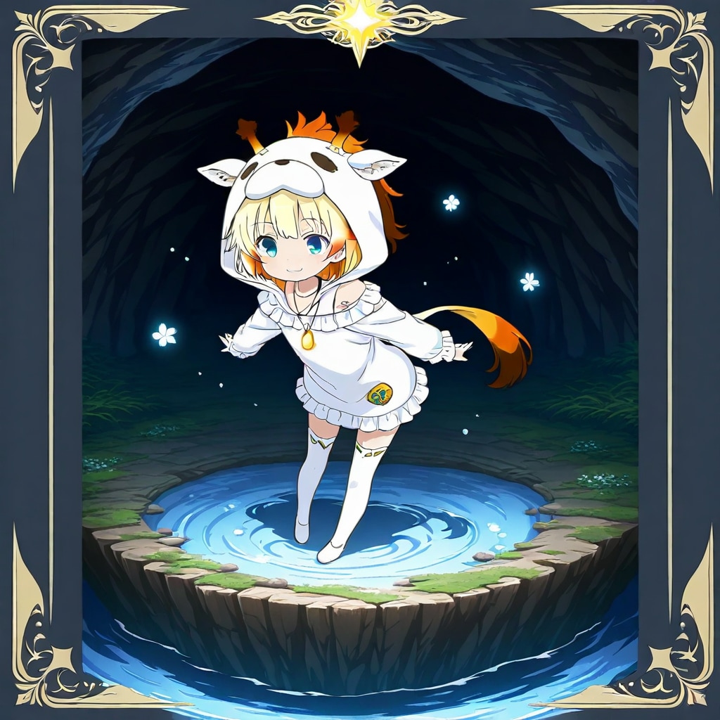 洞窟と動物着ぐるみちび子ちゃん