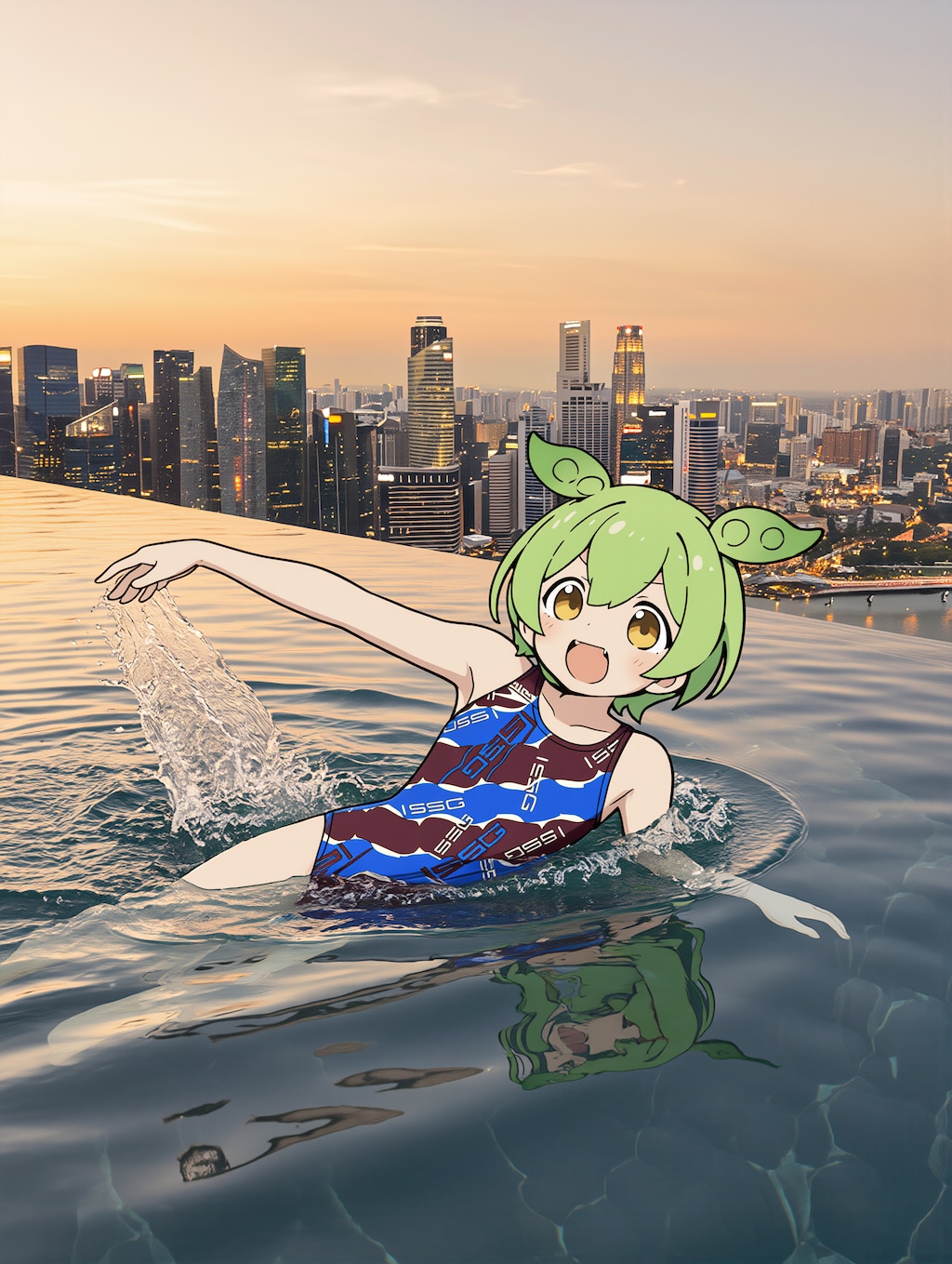 ずんだもんの競泳水着姿　第3弾