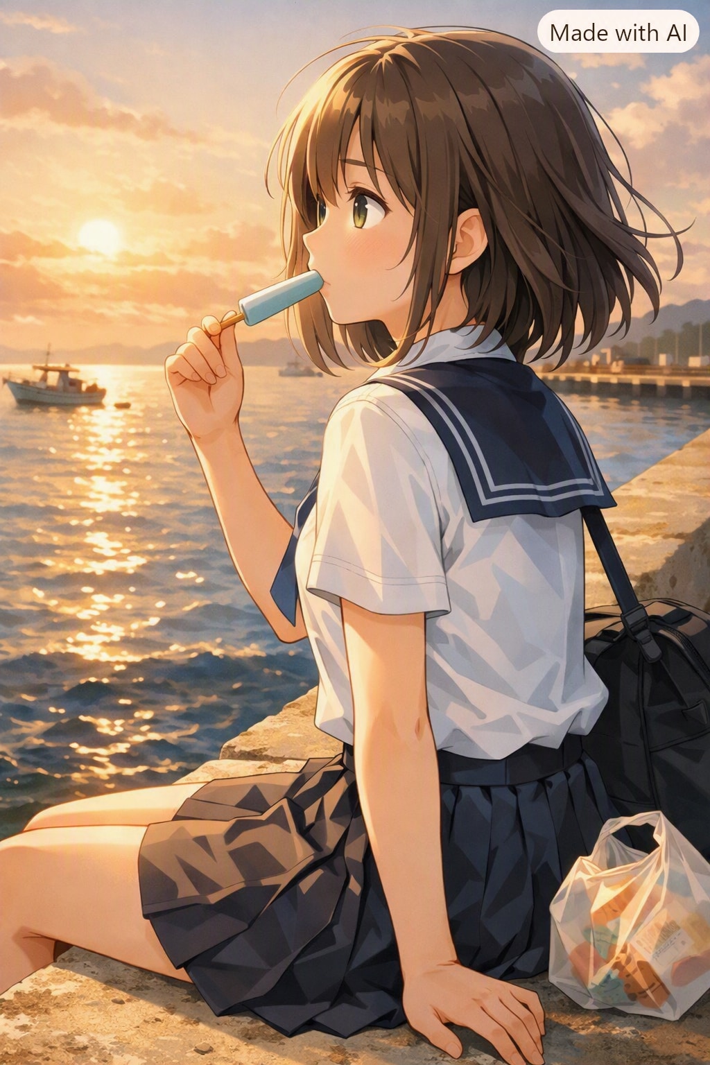 夕方の海を見ながら