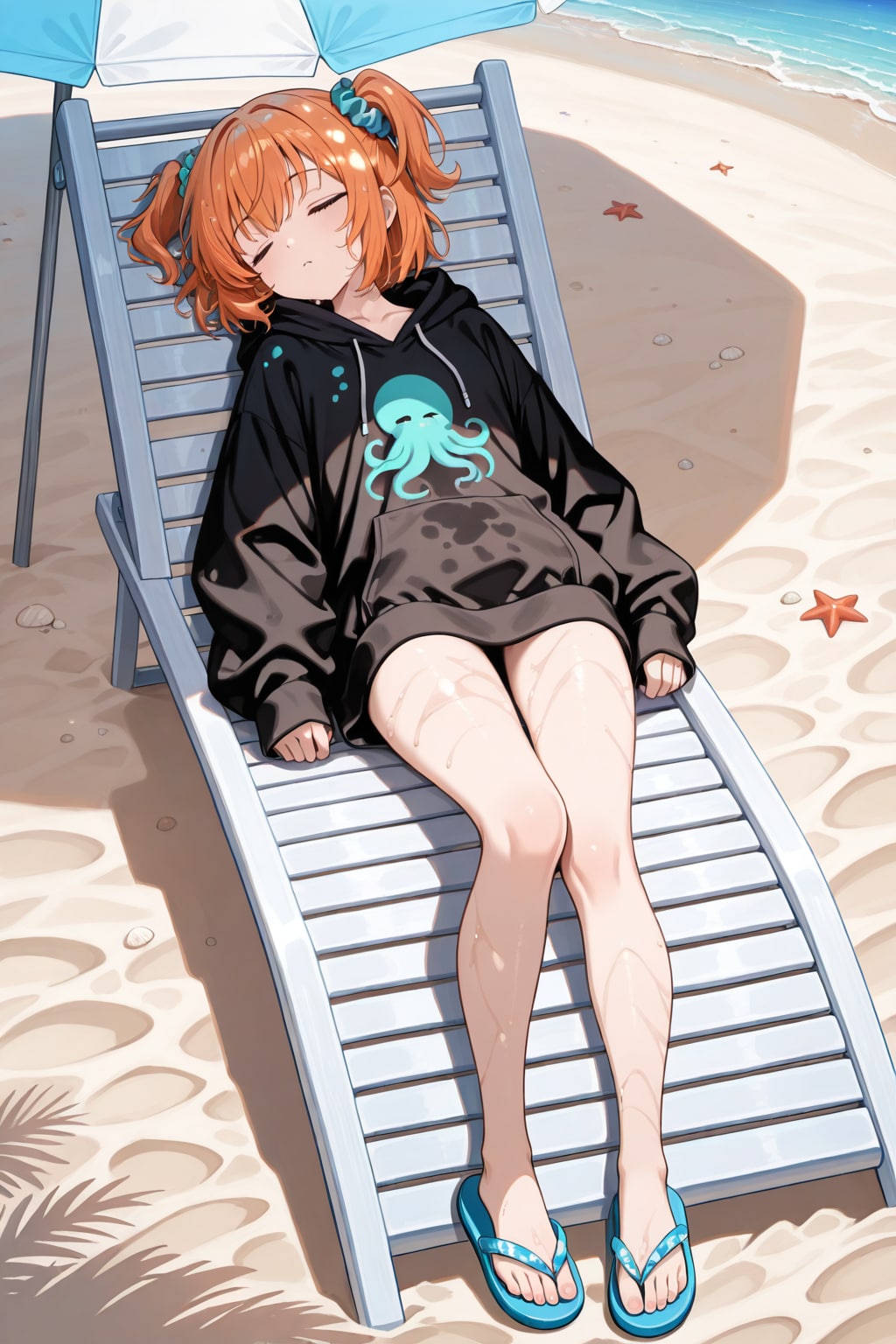 めんちゃん 砂浜でお昼寝 | の人気AIイラスト・グラビア