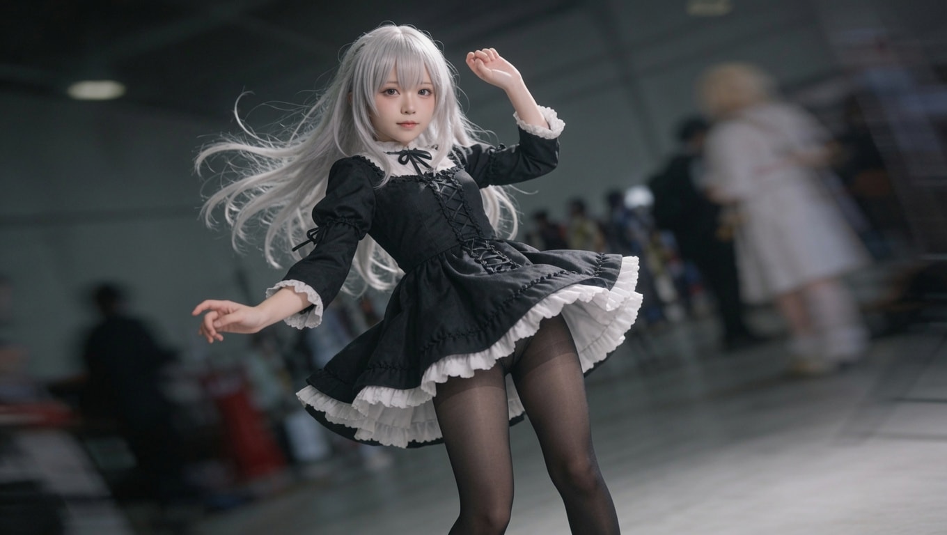 銀髪ゴスロリドレス少女