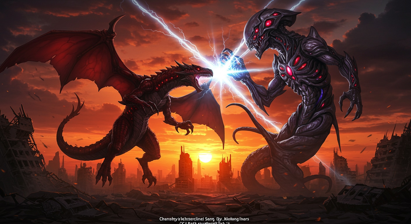 ドラゴンVSエイリアン | の人気AIイラスト・グラビア