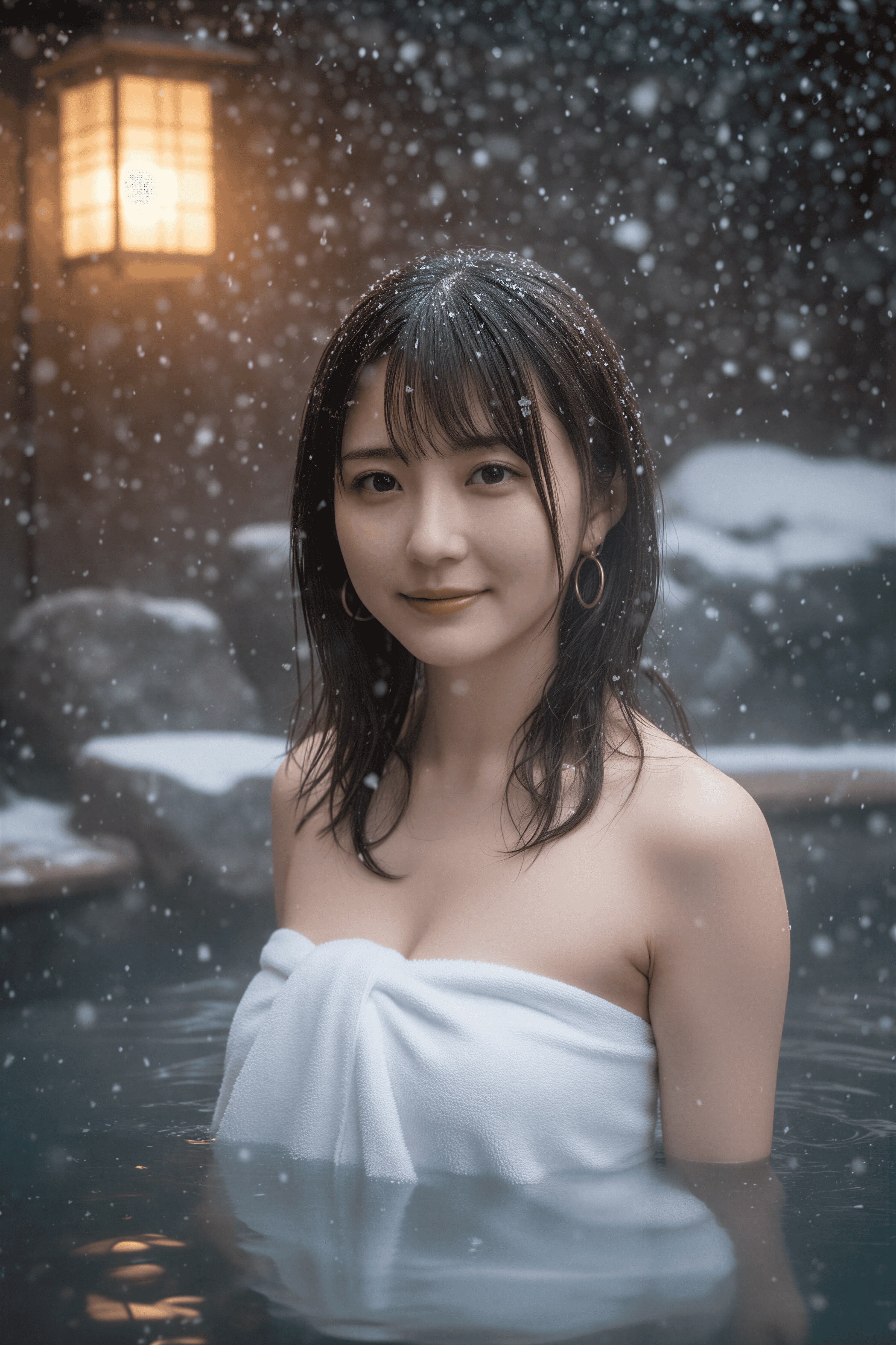 雪の温泉