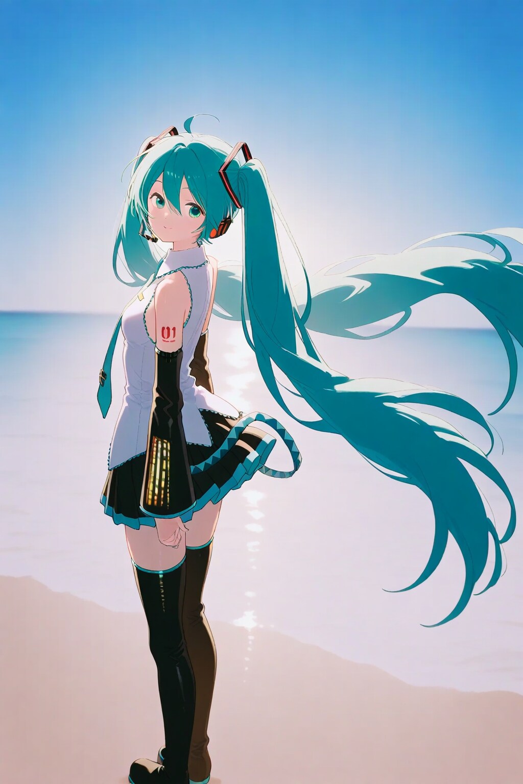 海風になびくツインテール