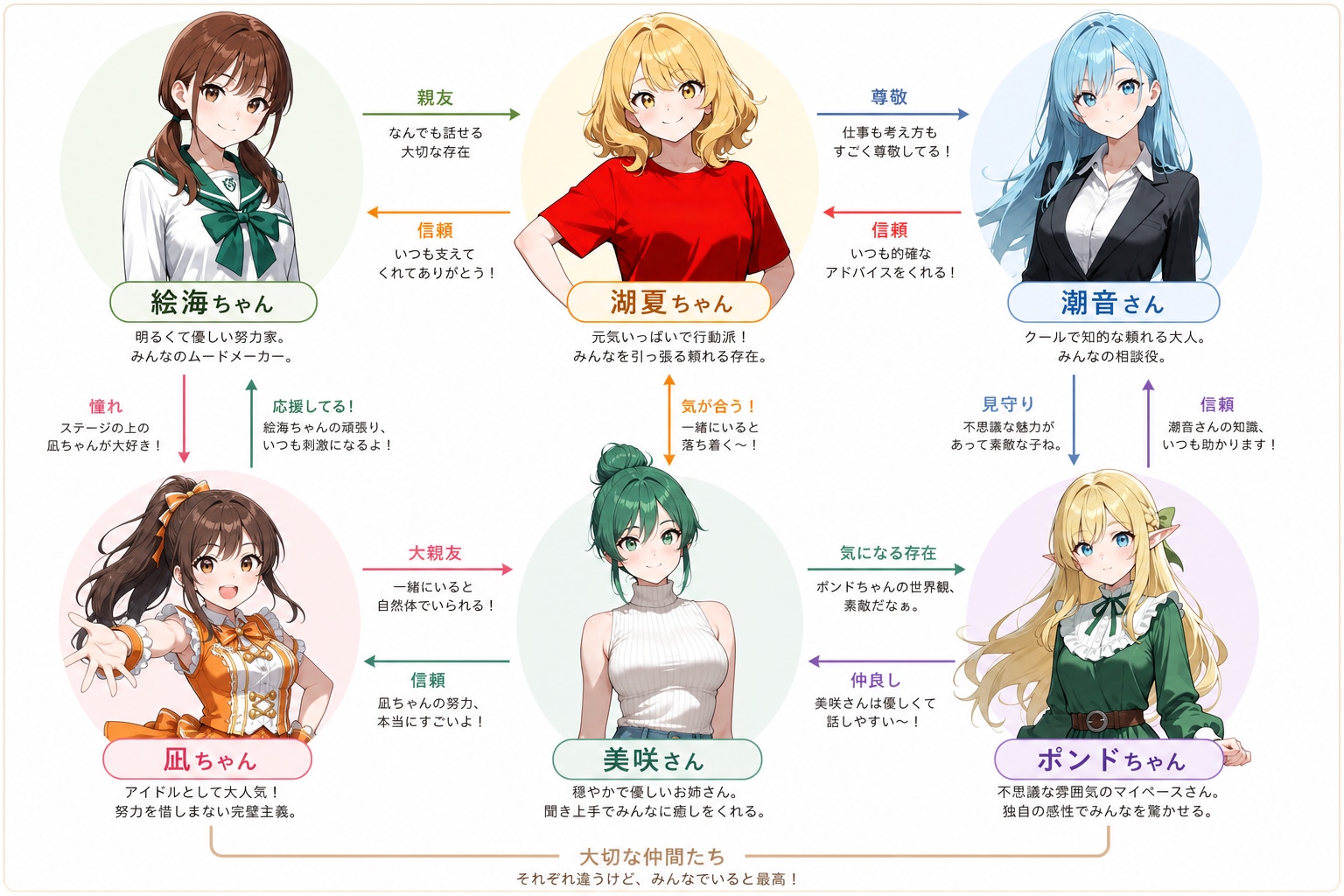 うちの子たちの相関図らしい | の人気AIイラスト・グラビア