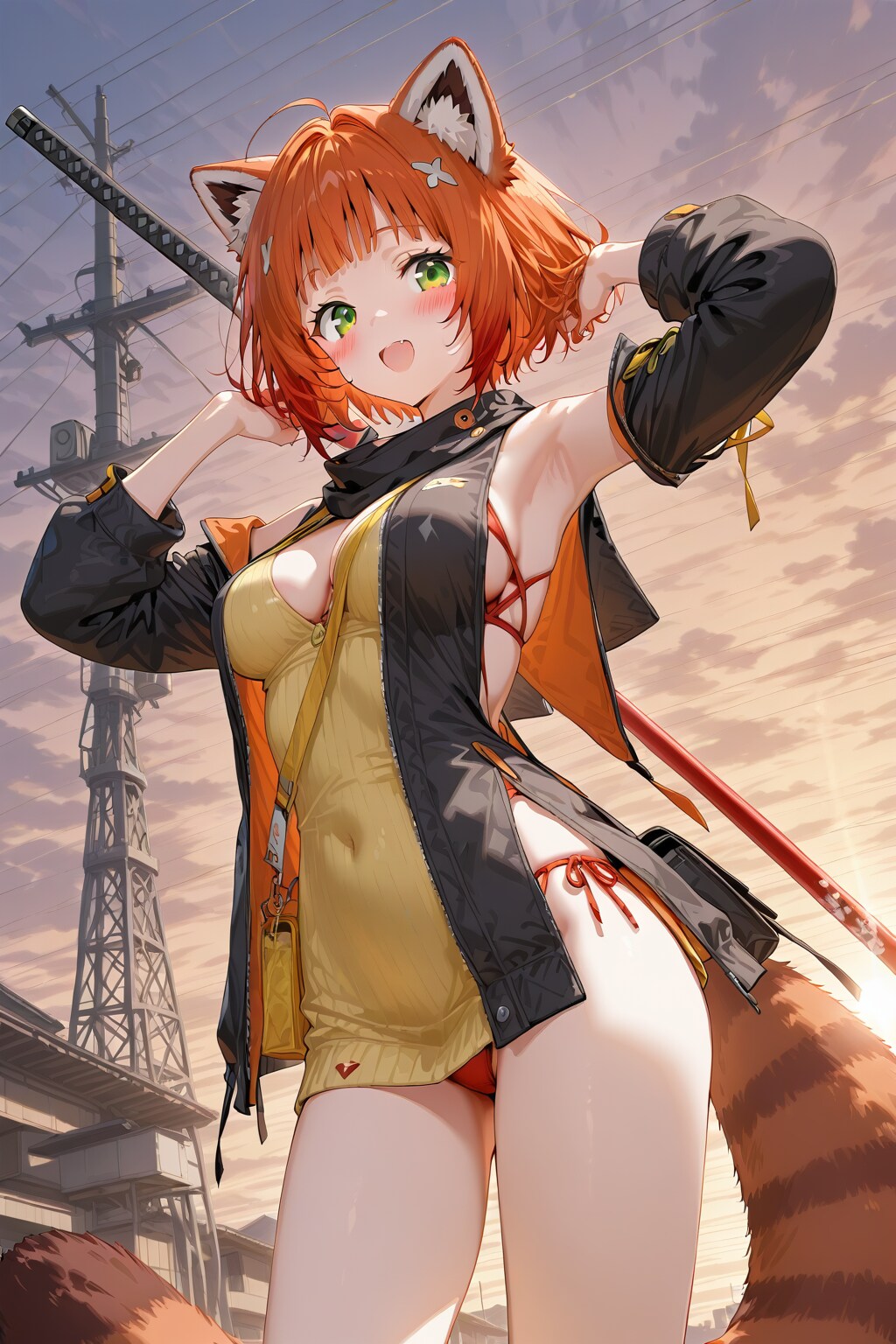 立ち上がるレッサーパンダ