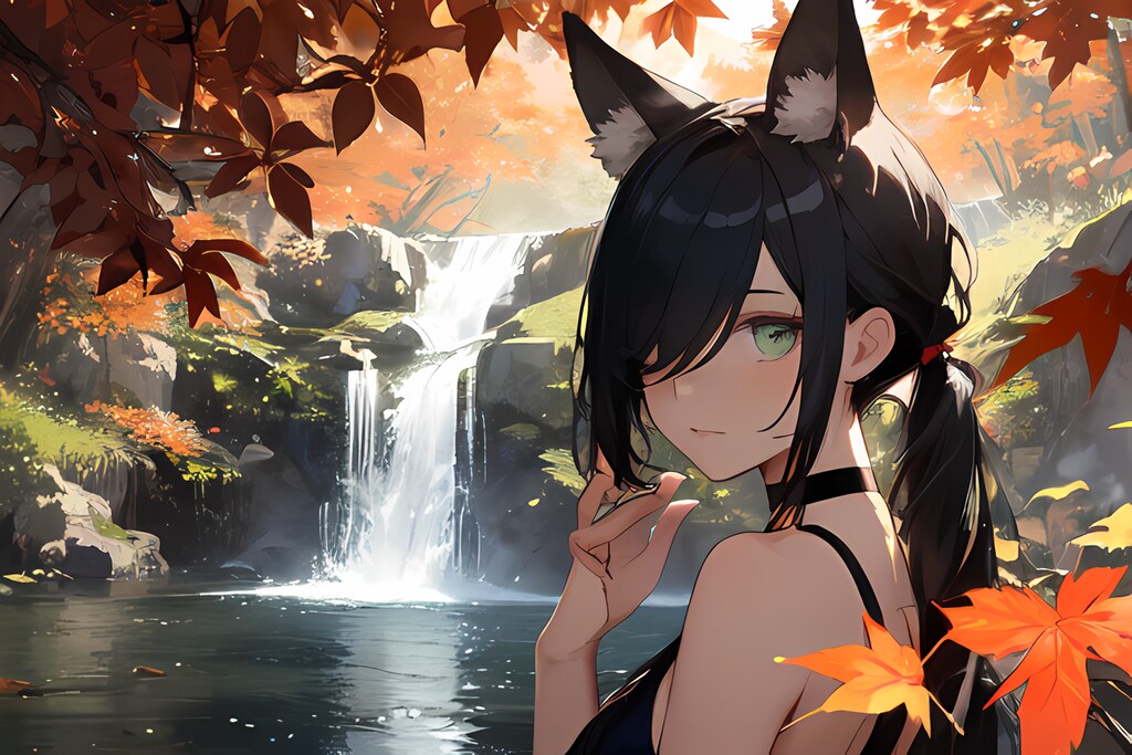紅葉と狐娘
