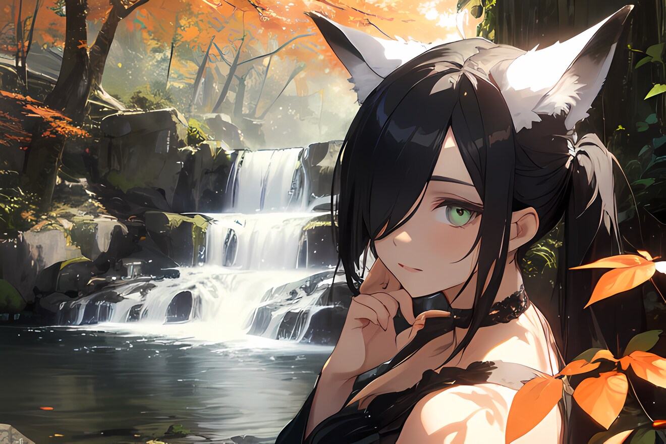 紅葉と狐娘