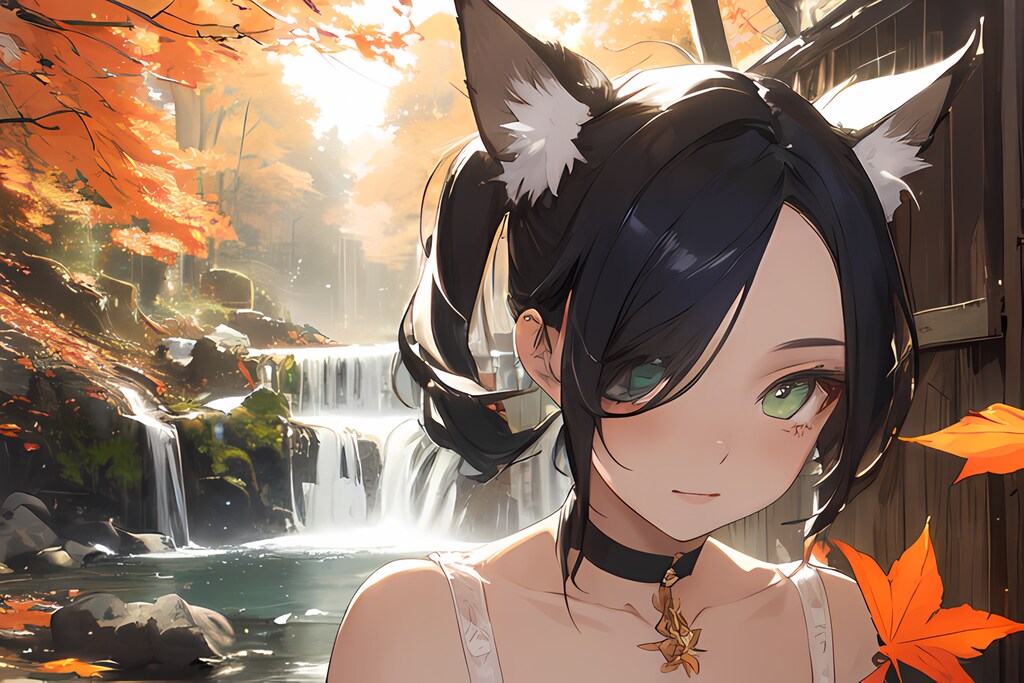 紅葉と狐娘